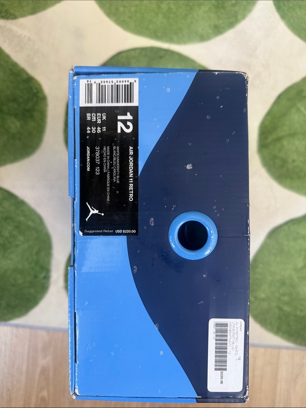 Jordan blue and navy retro shoe box